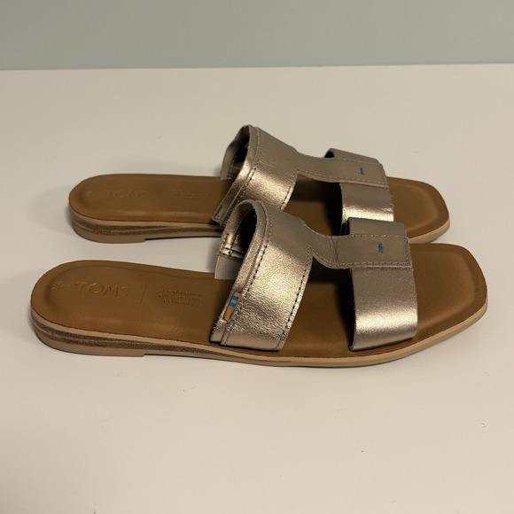 Toms Shoes - Toms Womens Seacliff Slide Sandals Rose‎ Gold Leather Size 6